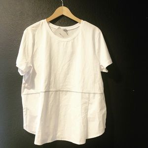 Zara white peplum tee